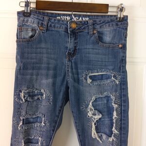 (3/$20) V.I.P. girls five pocket distressed skinny jeans